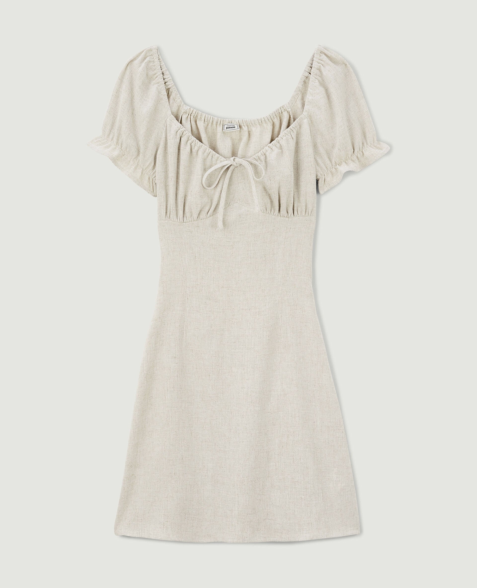 Robe courte dos-nu avec laçage - Beige