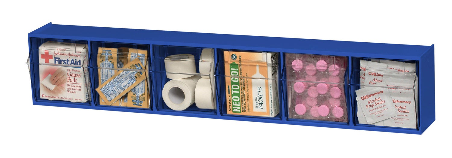 PROREGAL vouwbak magazijn VarioPlus ProFlip 6 HxBxD 11,5 x 60 x 9,5 cm blauw-transparant