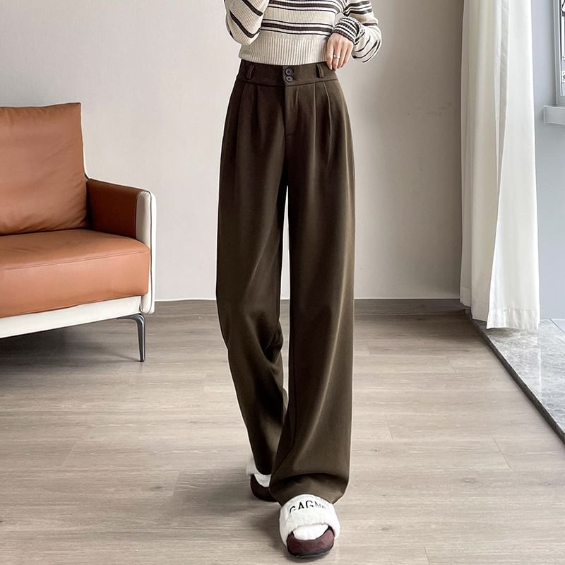 Dovitade - High Waist Plain Wide Leg Sweatpants (Diverse Designs)