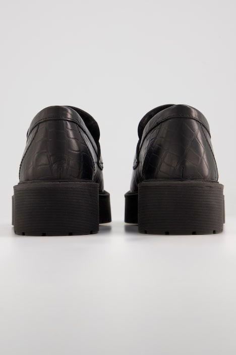 Leder Loafer, Kroko-Prägung, Plateausohle