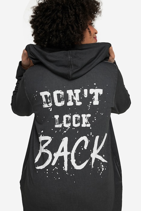Hoodie-Jacke, oversized, cold dyed Sweat, Kapuze, Rückenprint, Langarm