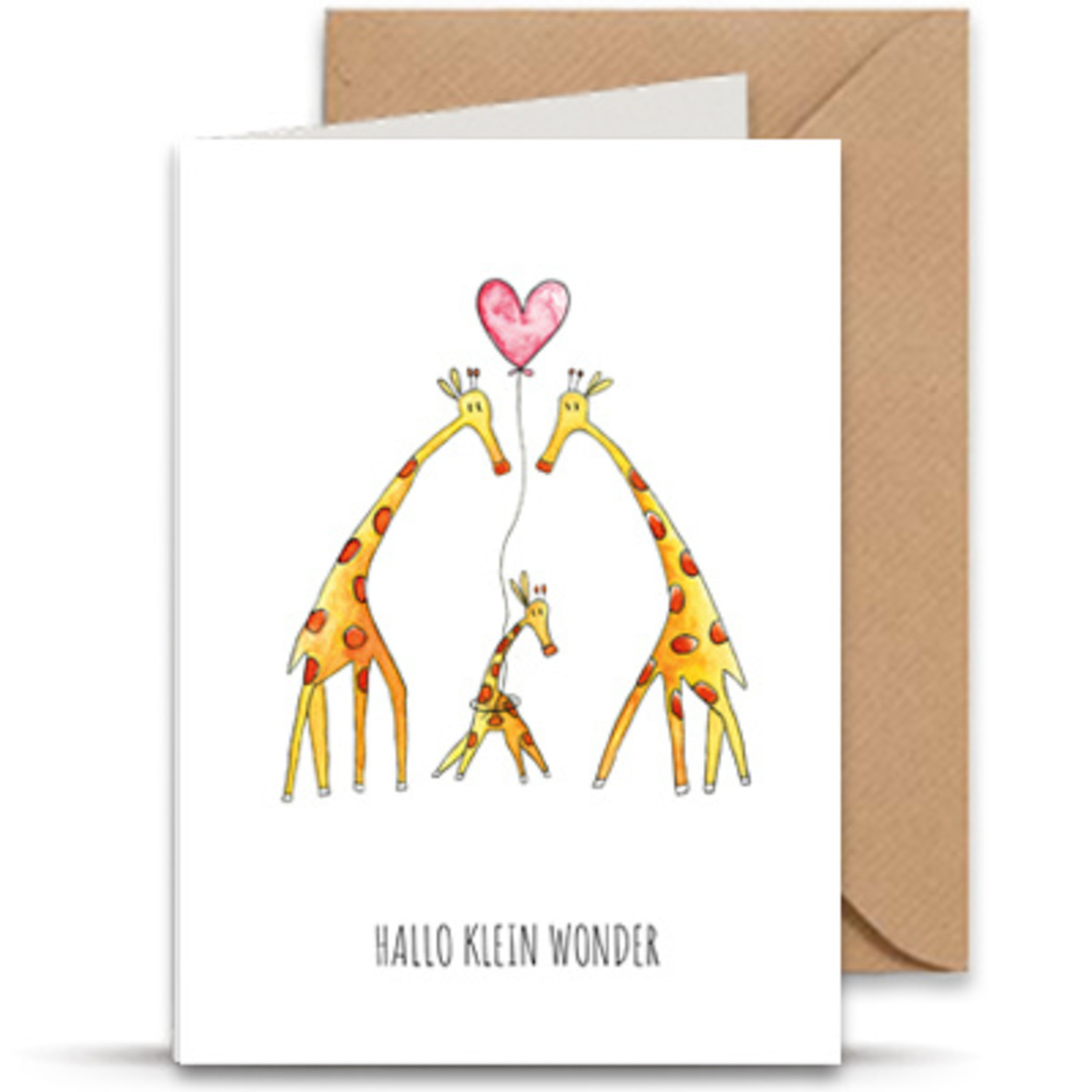Juulz | Kaart | Hallo klein wonder giraffen roze