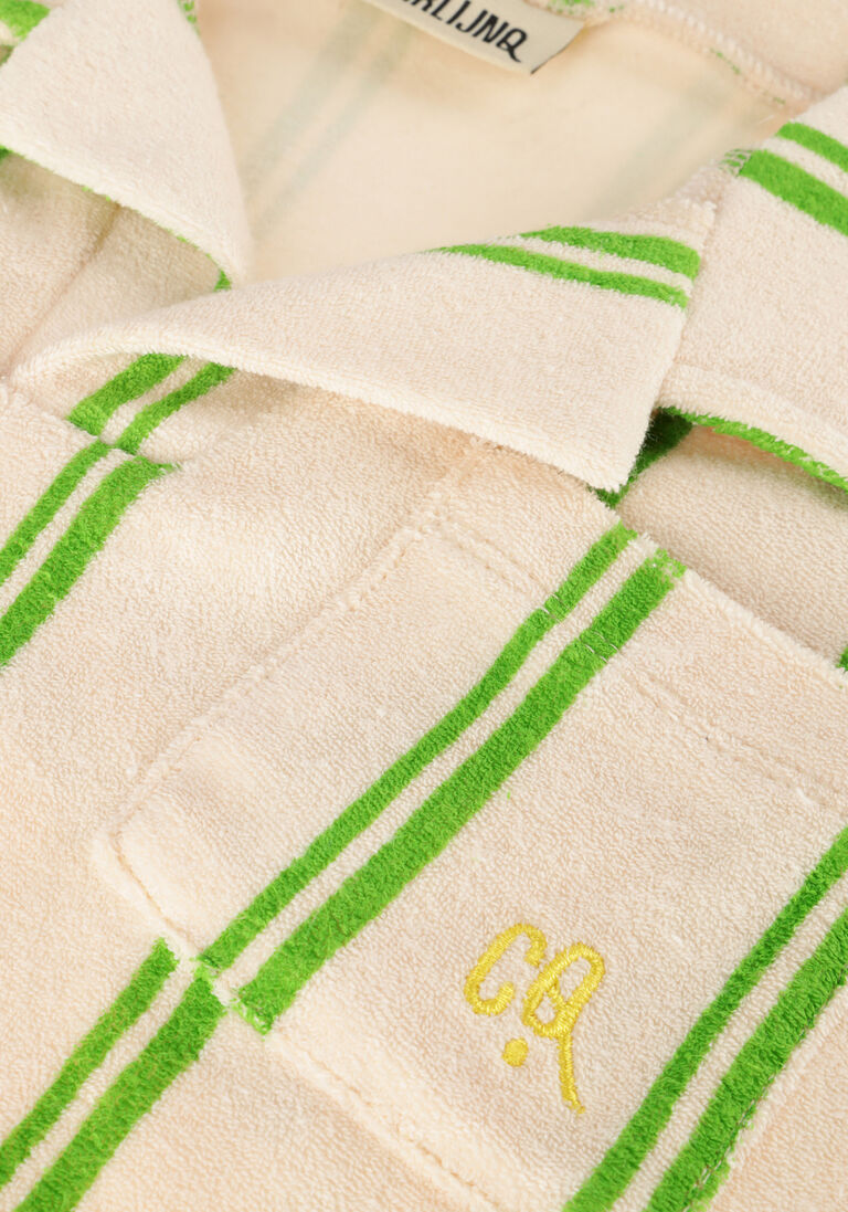 CARLIJNQ witte carlijnq t-shirt stripes green - loose fit polo with embroidery