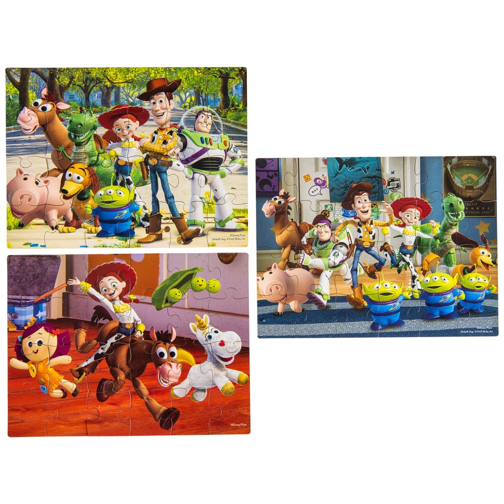Toy Story 3 Holzpuzzles, 3er-Pack, in Holzaufbewahrungsbox