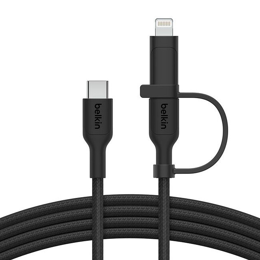 Belkin Boost Charge Pro Câble 2-en-1 USB-C et Lightning (Noir)