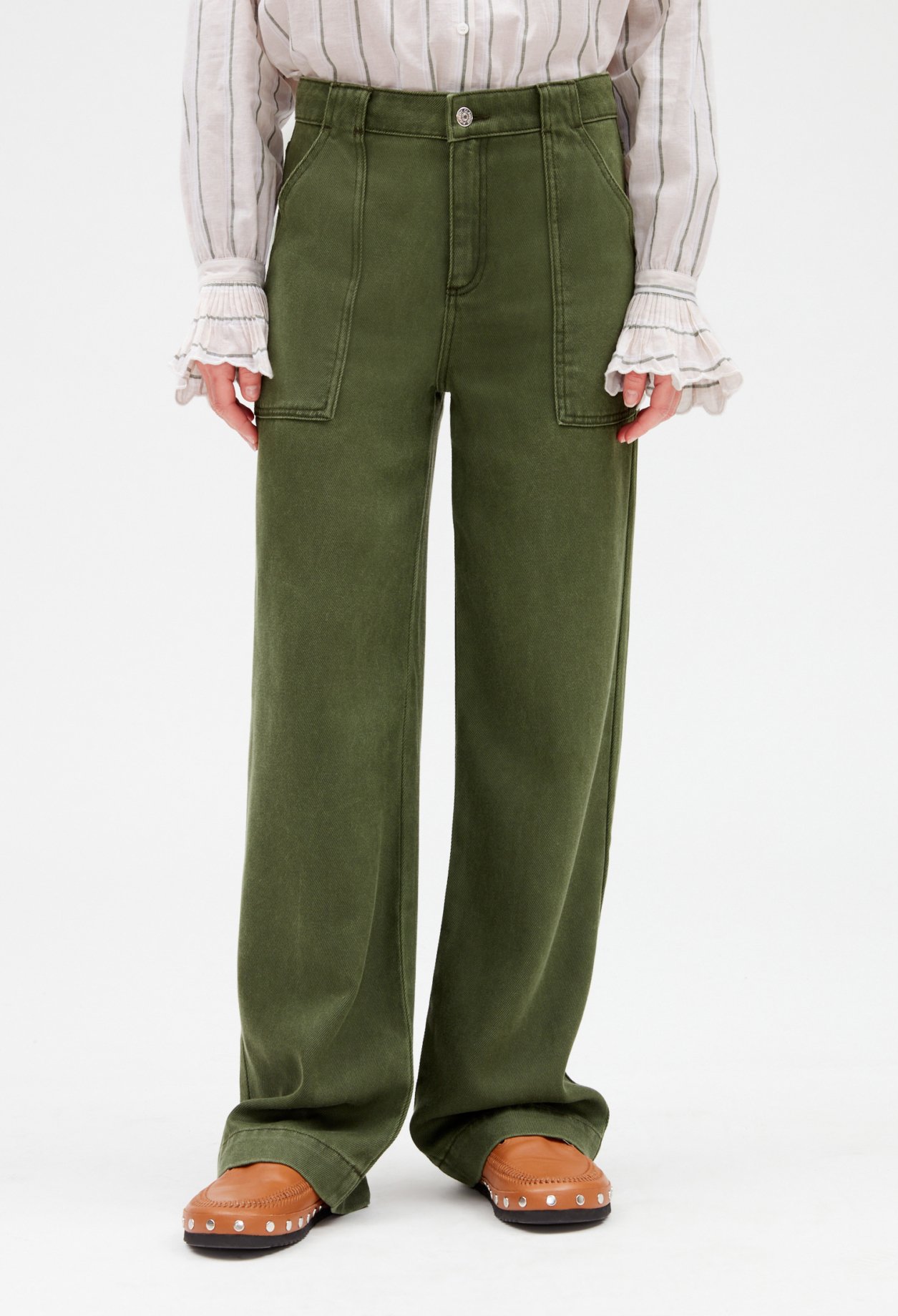 Pantalon cargo large kaki