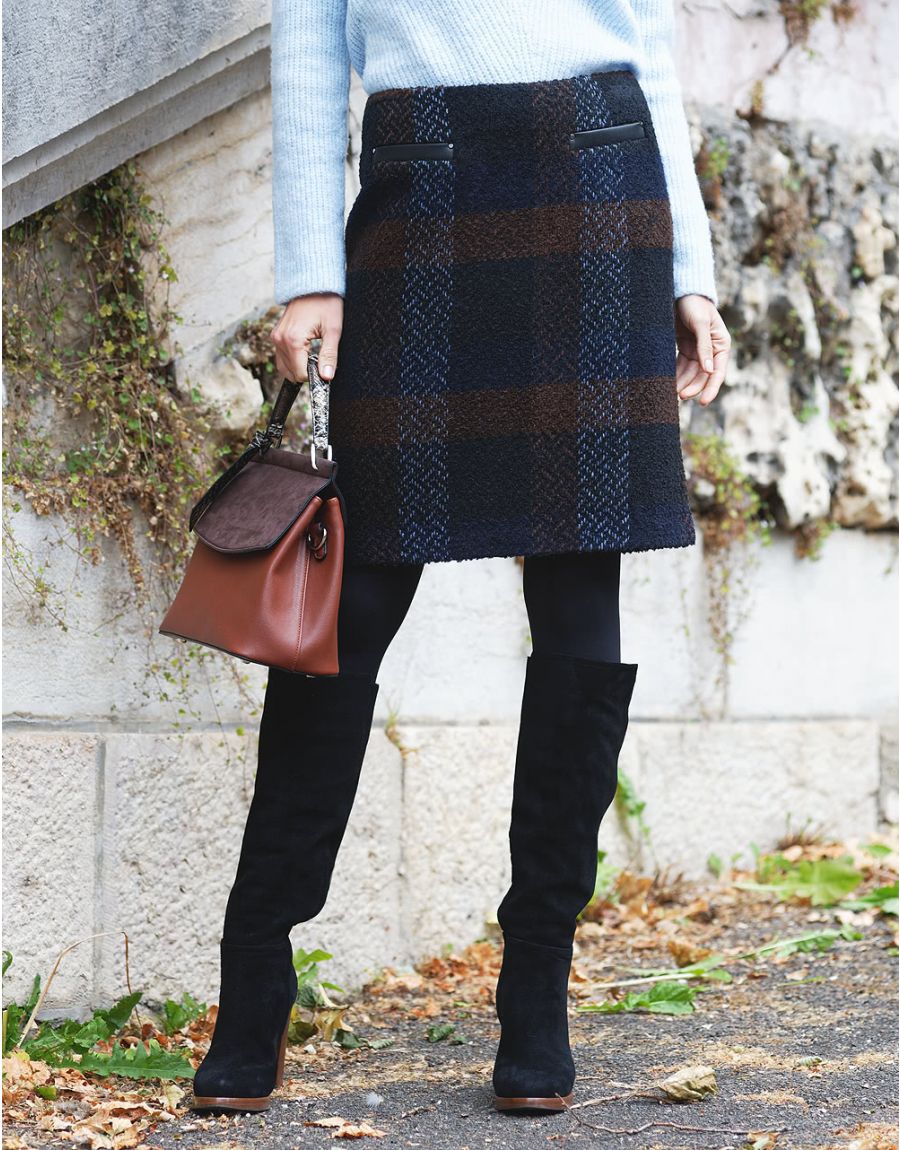 Jupe bleue mélange laine