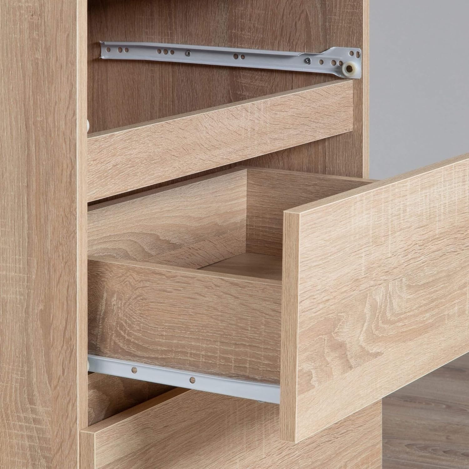Home Collective Kommode in Sonoma Eiche mit 5 geräumigen Schubladen, 60 cm breit, 121 cm hoch Kommode Schlafzimmer Flur Wohnzimmer Organizer mit Schubladen Holz Highboard Sideboard Schrank
