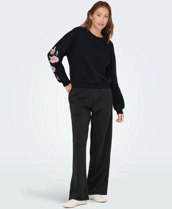 Only - Onlbrooklyn Embroidery Box Swt - Trui - Zwart - Dames