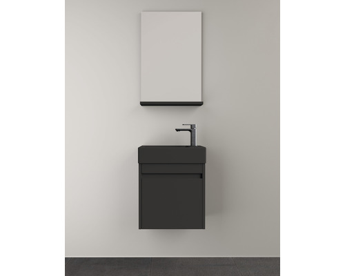 Basano Avellino wastafelmeubel, BxHxD 45 x 54 x 28 cm, frontkleur matzwart met keramische wastafel in zwart