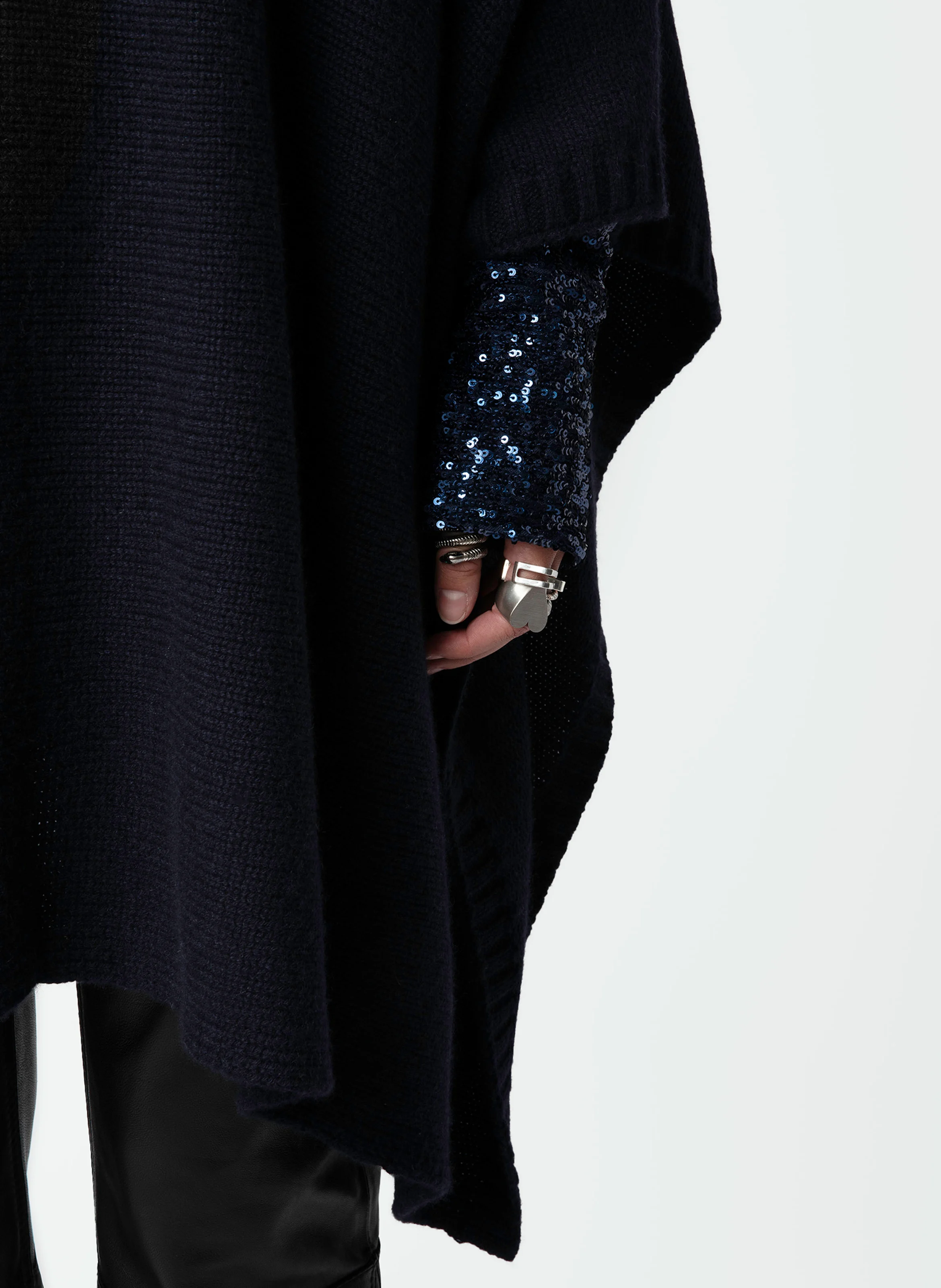 PALMA - Poncho col montant en cachemire | Bleu
