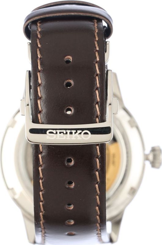 Seiko - Presage - Herenhorloge - Zilver - RVS - Bruin - Leer
