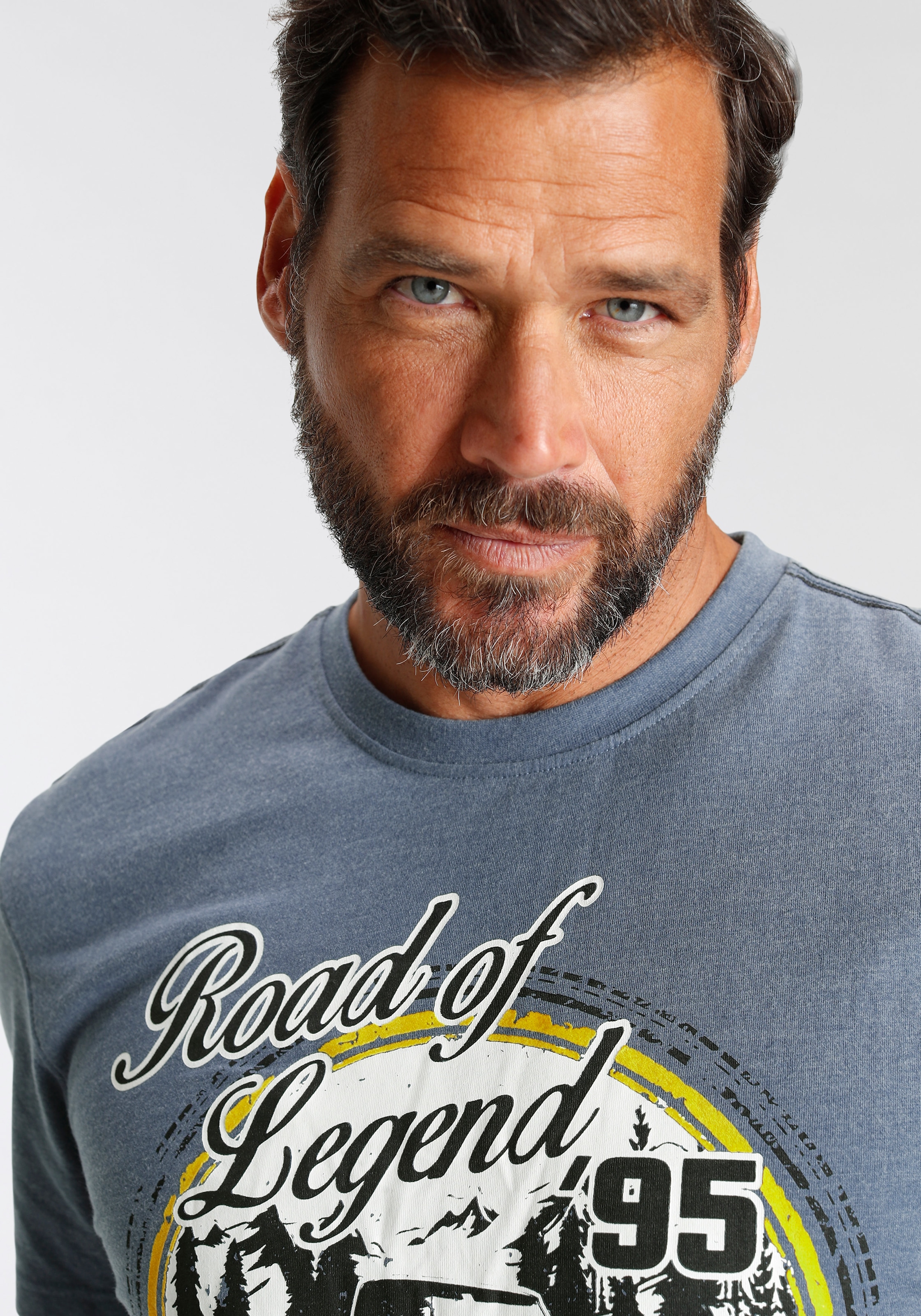 Man's World T-Shirt , Kurzarm,  meliert,  Rundhalsausschnitt,  aus Single Jersey