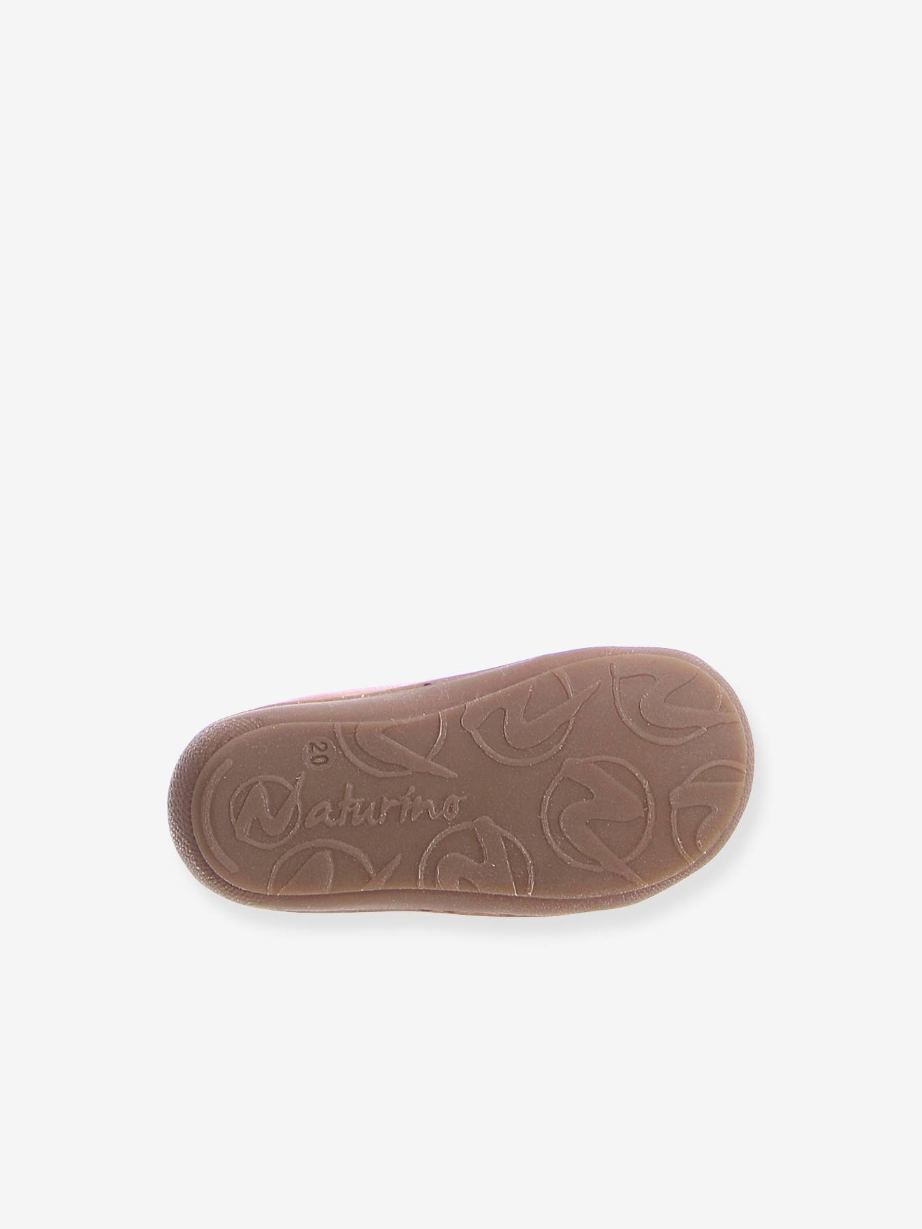 Sapatinhos de bebê com fecho de velcro Cocoon NATURINO® First Steps Marrom Claro Liso