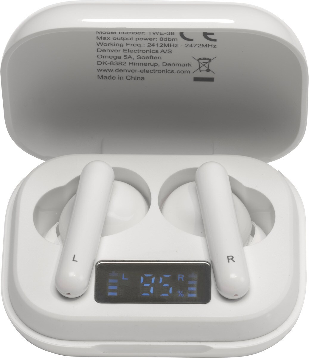 Denver Kabellose Bluetooth-Kopfhörer TWE-38, Weiß