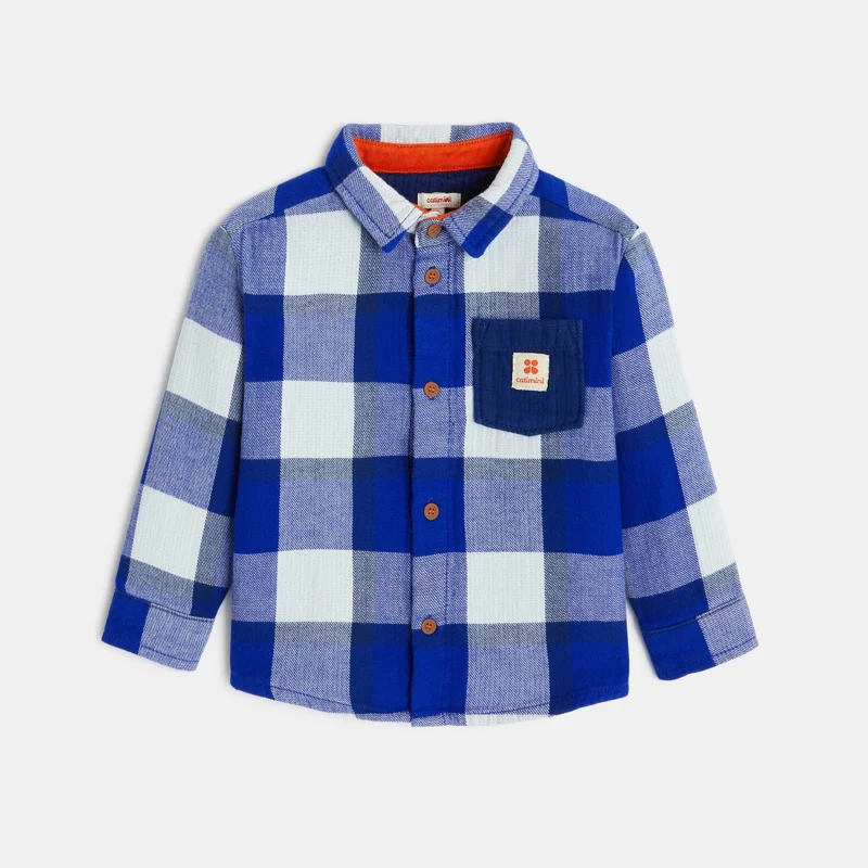 Chemise à carreaux bébé garçon en twill bleu Catimini Bleu