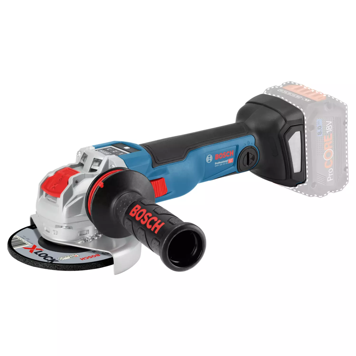 Bosch GWX 18 V-10 SC 18V Li-Ion accu X-LOCK Haakse slijper body  - 125mm - variabel - koolborstelloos - Simply Connected