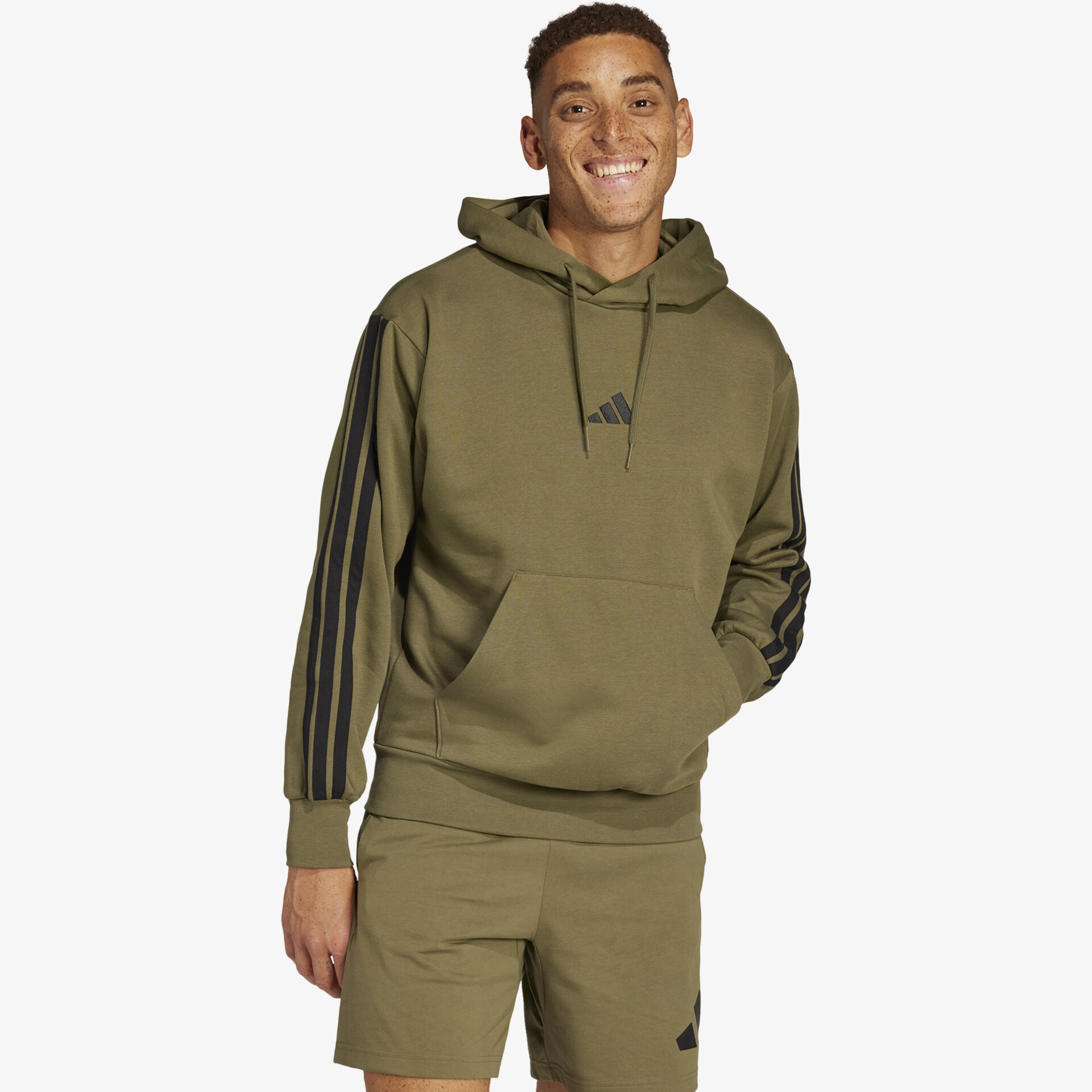adidas Essentials 3 Streifen Herren Hoodies & Sweater olive