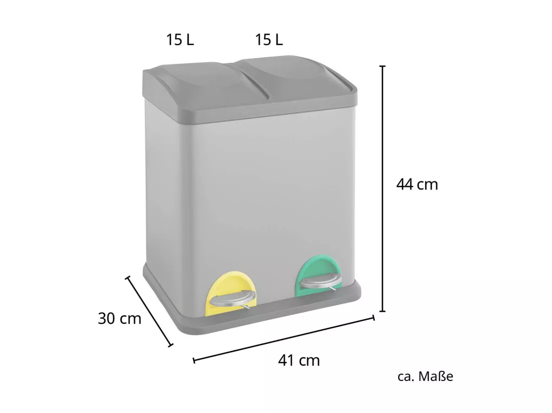 Poubelle 30 litres 2x15 à pédale