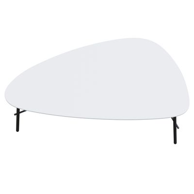Table basse LAZY - L93 x P50 x H40 cm - pieds acier noir - plateau blanc