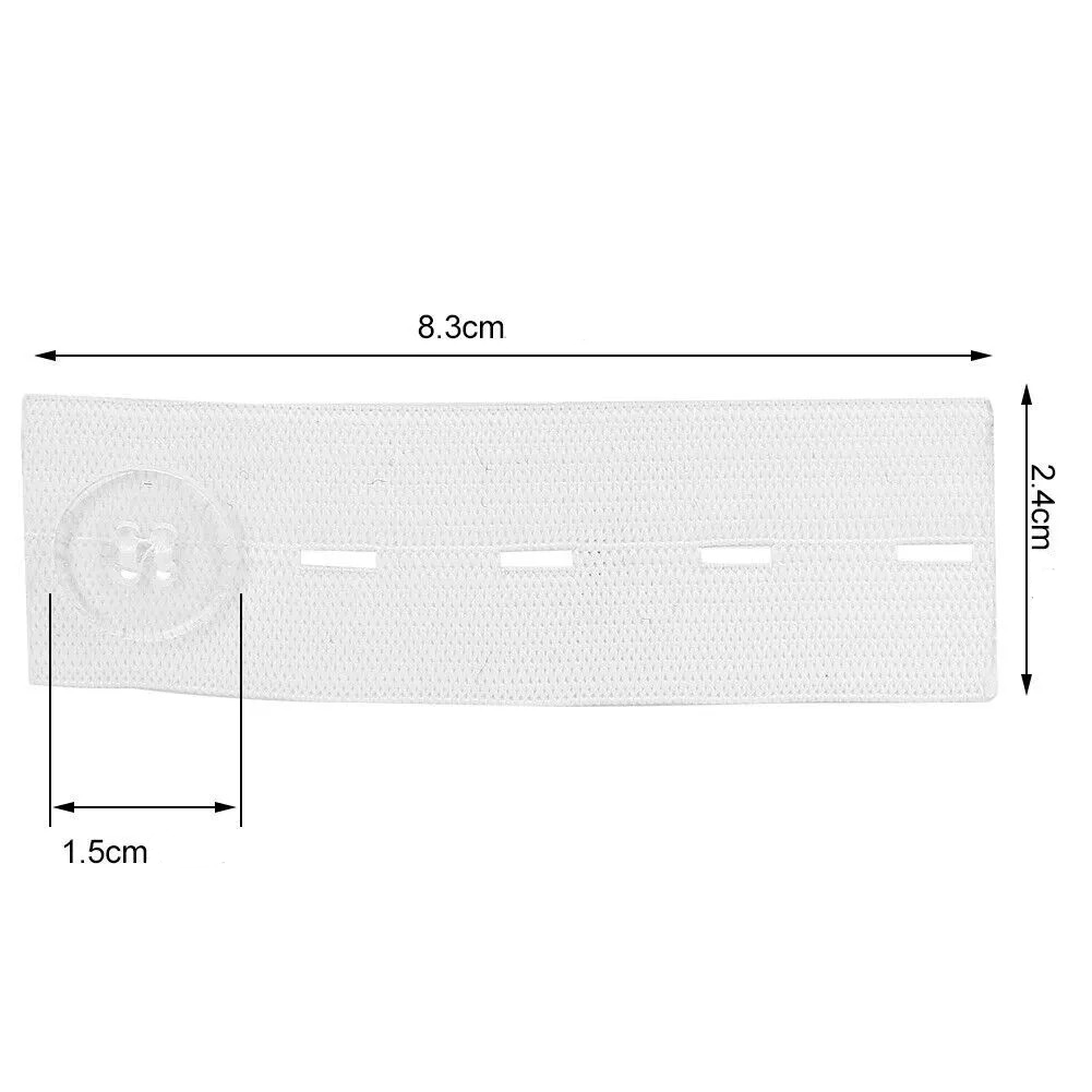 (2er Set) 83x24mm Elastische Hosenbund Erweiterung Verstellbare Taillen Bänder Jeans Knopf Verlängerung Mercerie Zubehör - Weiss
