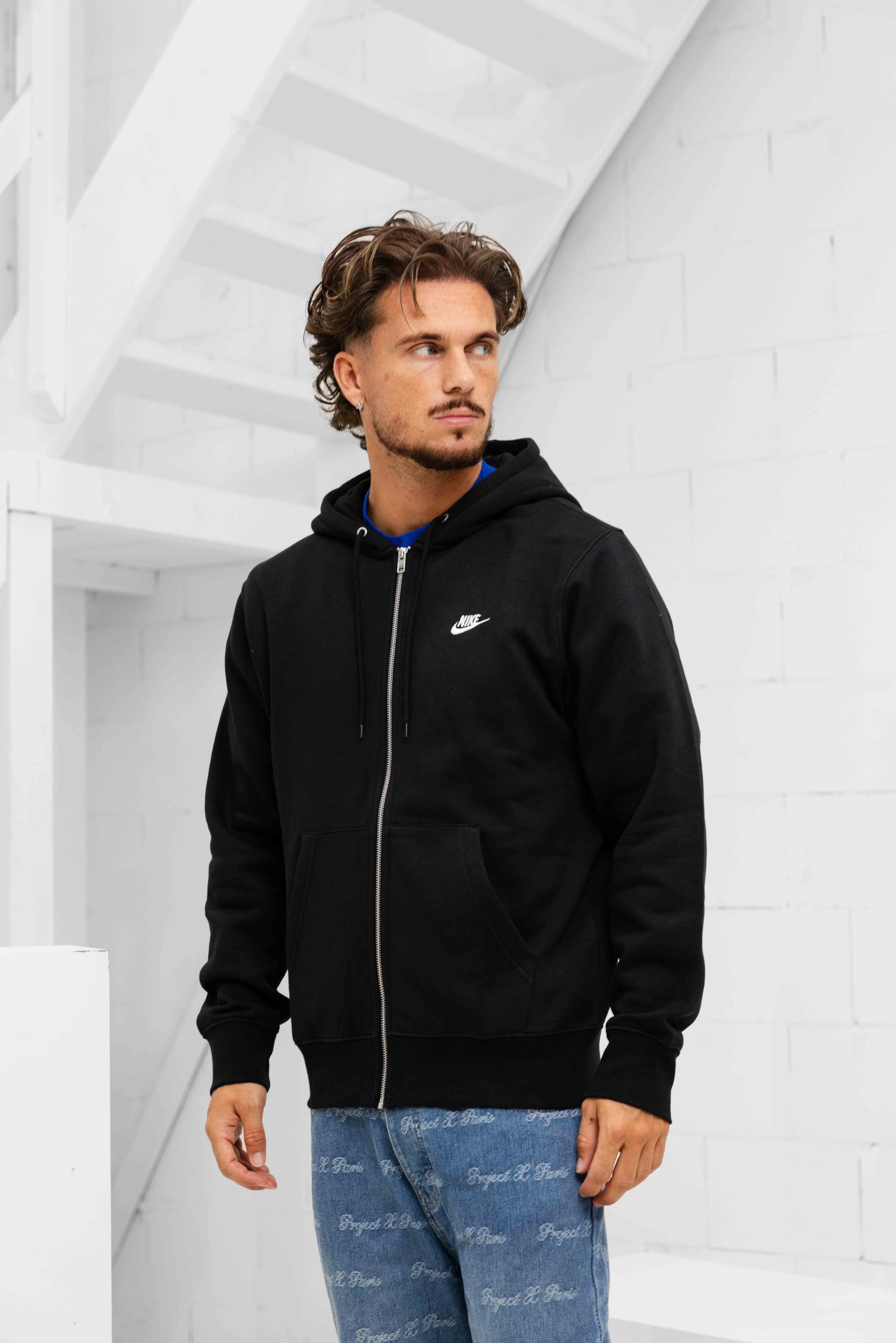 Nike Sportswear Club Full-Zip Fleece Hoodie Heren Zwart
