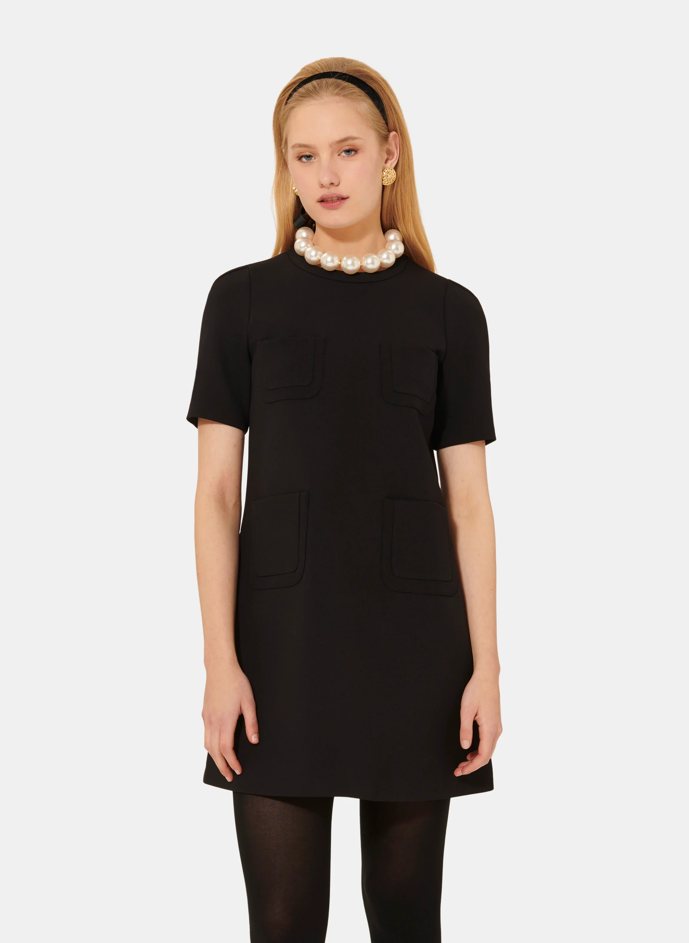 RENATA - Robe courte col rond | Noir