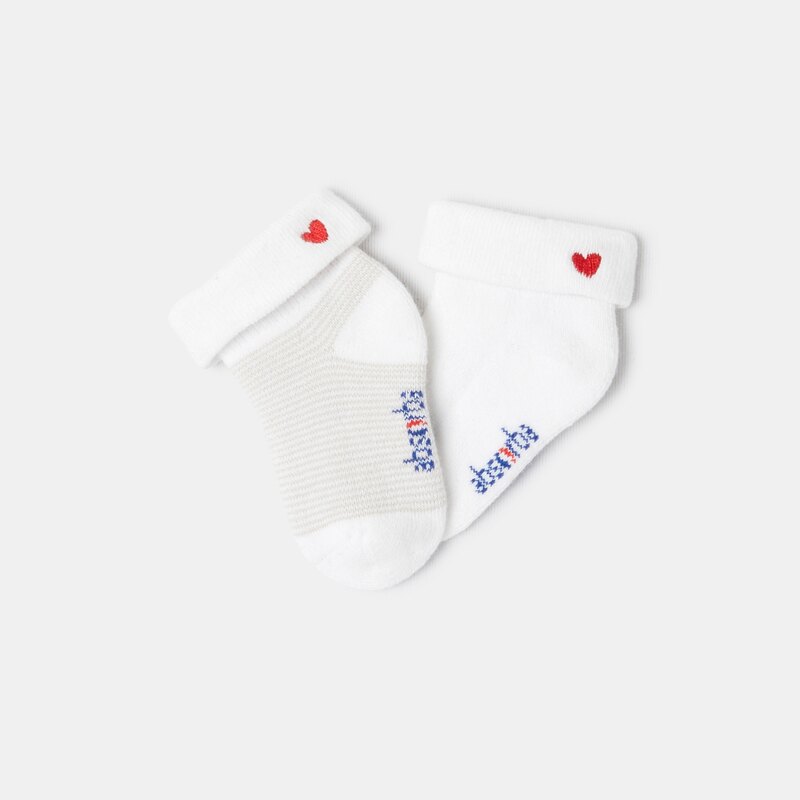 Lot de 2 paires de chaussettes en tricot bouclette beige naissance Absorba Beige