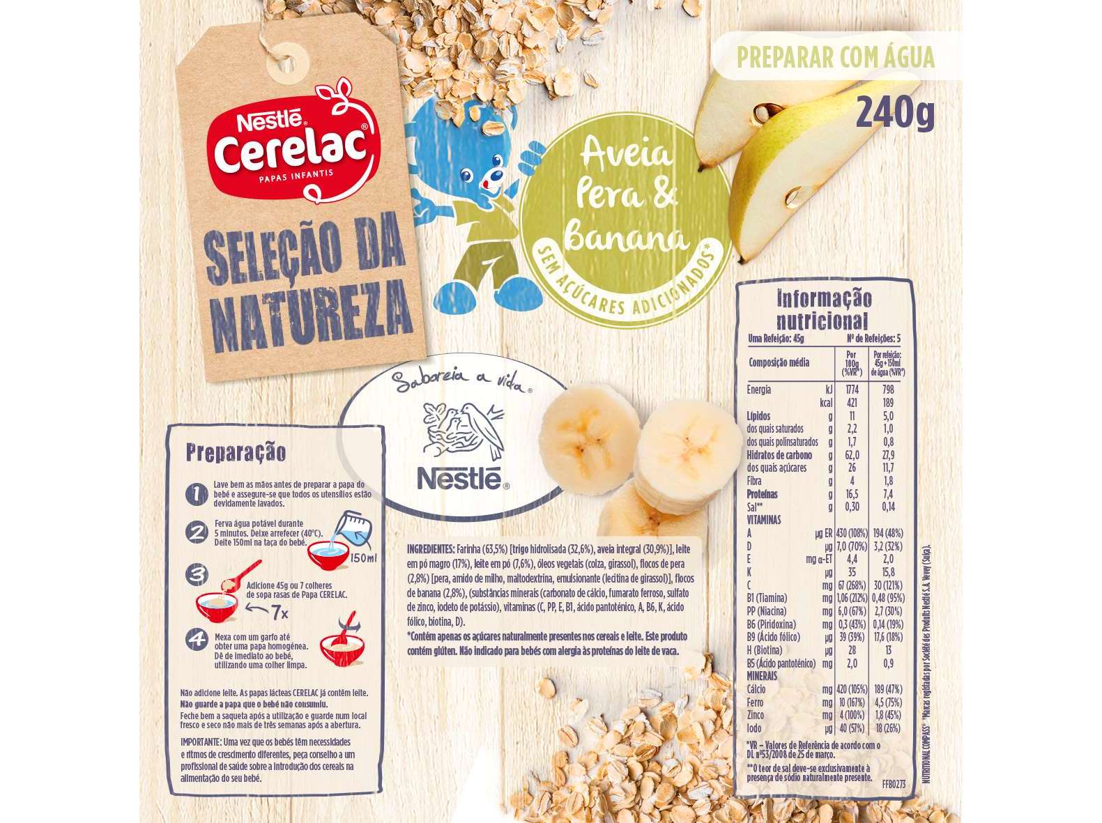 FARINHA LÁCTEA CERELAC AVEIA PÊRA BANANA 240 G