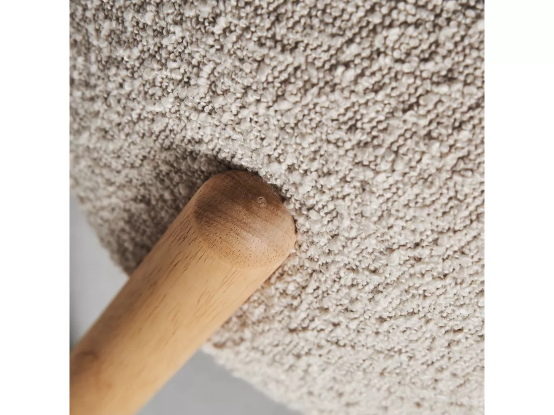 Repose- pied en coton bouclé brun clair 41x41x38 cm