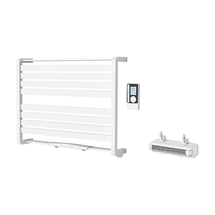 Sèche-serviettes électrique GoodHome Loreto blanc 500W horizontal + Soufflerie amovible GoodHome Acilia blanc 1000W