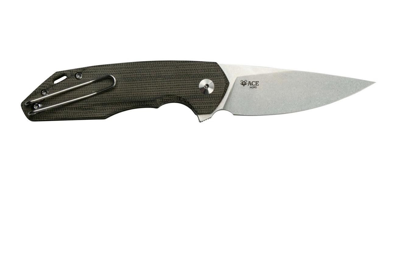 GiantMouse ACE Corta Green Canvas Micarta zakmes, Ansø en Voxnaes design