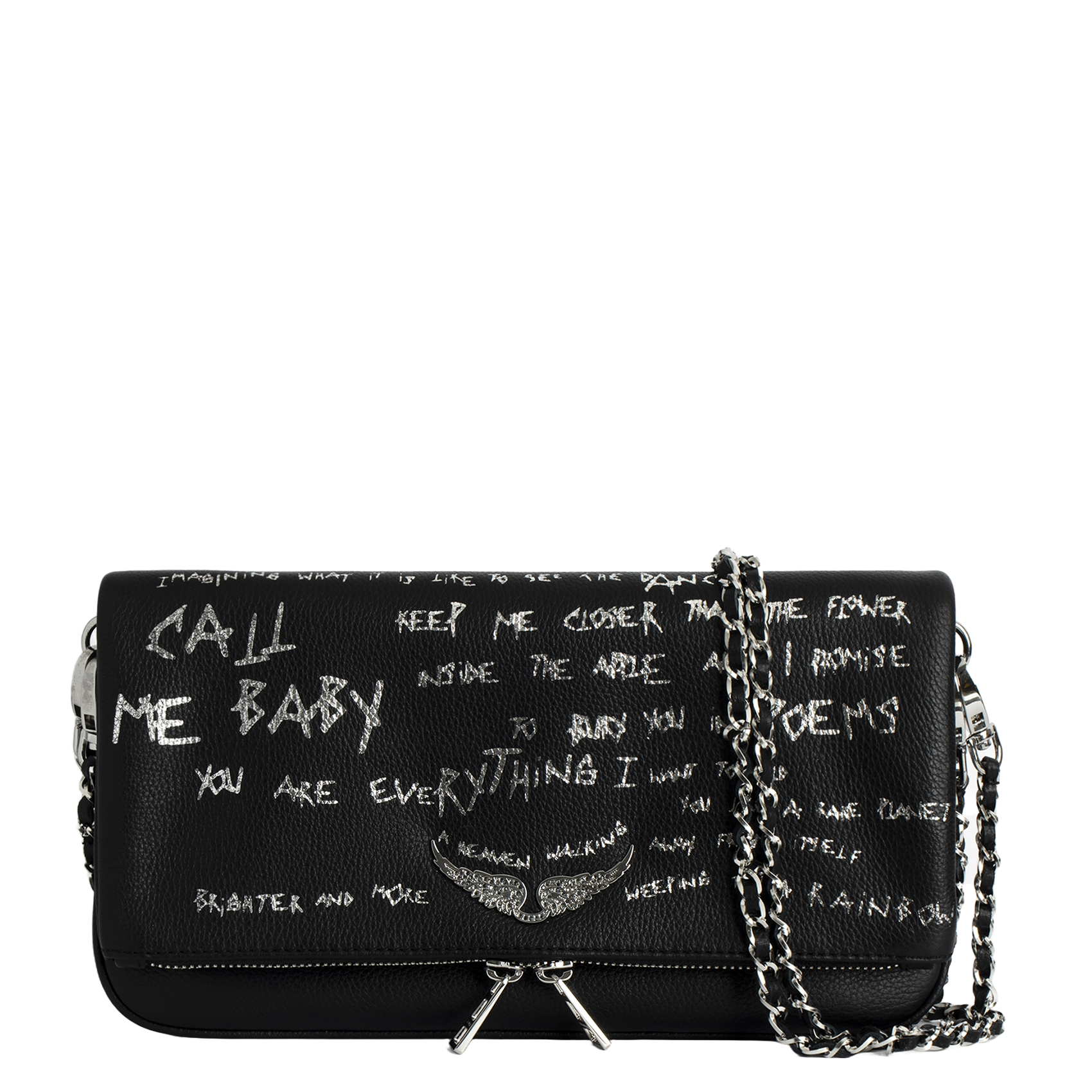 ROCK - Pochette en cuir imprimée | Noir