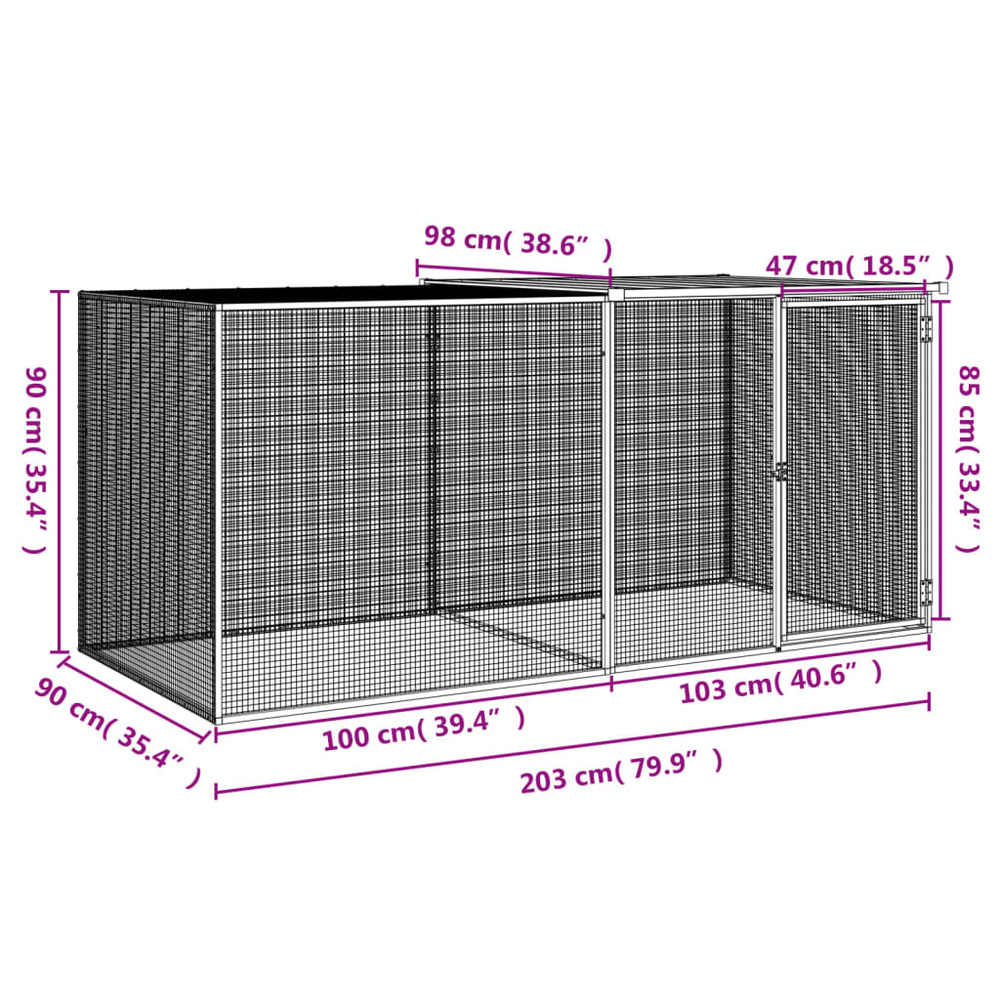 Poulailler avec toit anthracite 203x98x90 cm acier galvanisé