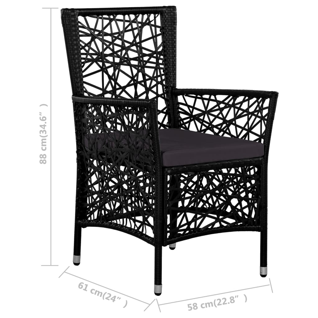 Mobilier à dîner d'extérieur 9 pièces résine tressée noir