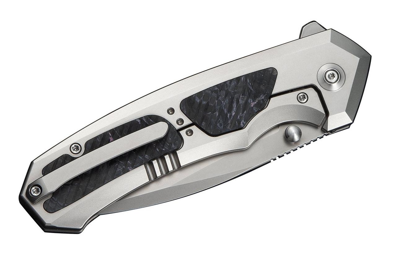 WE Knife Corwyn WE24088-2 Stonewashed Böhler M390, Gray Titanium Black Pink Carbonfiber, zakmes