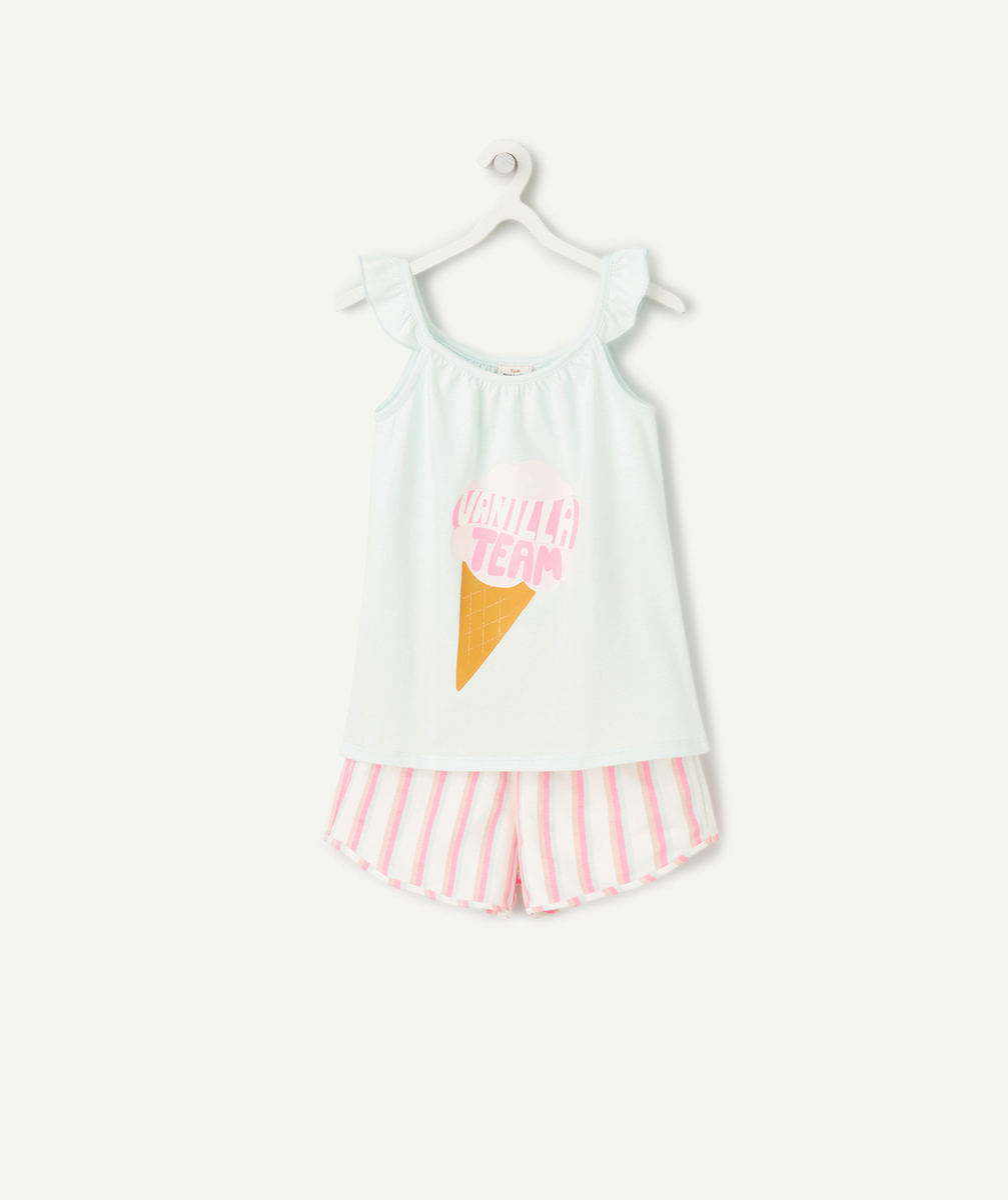 pyjama fille en coton bio bleu rose et marron thème glace