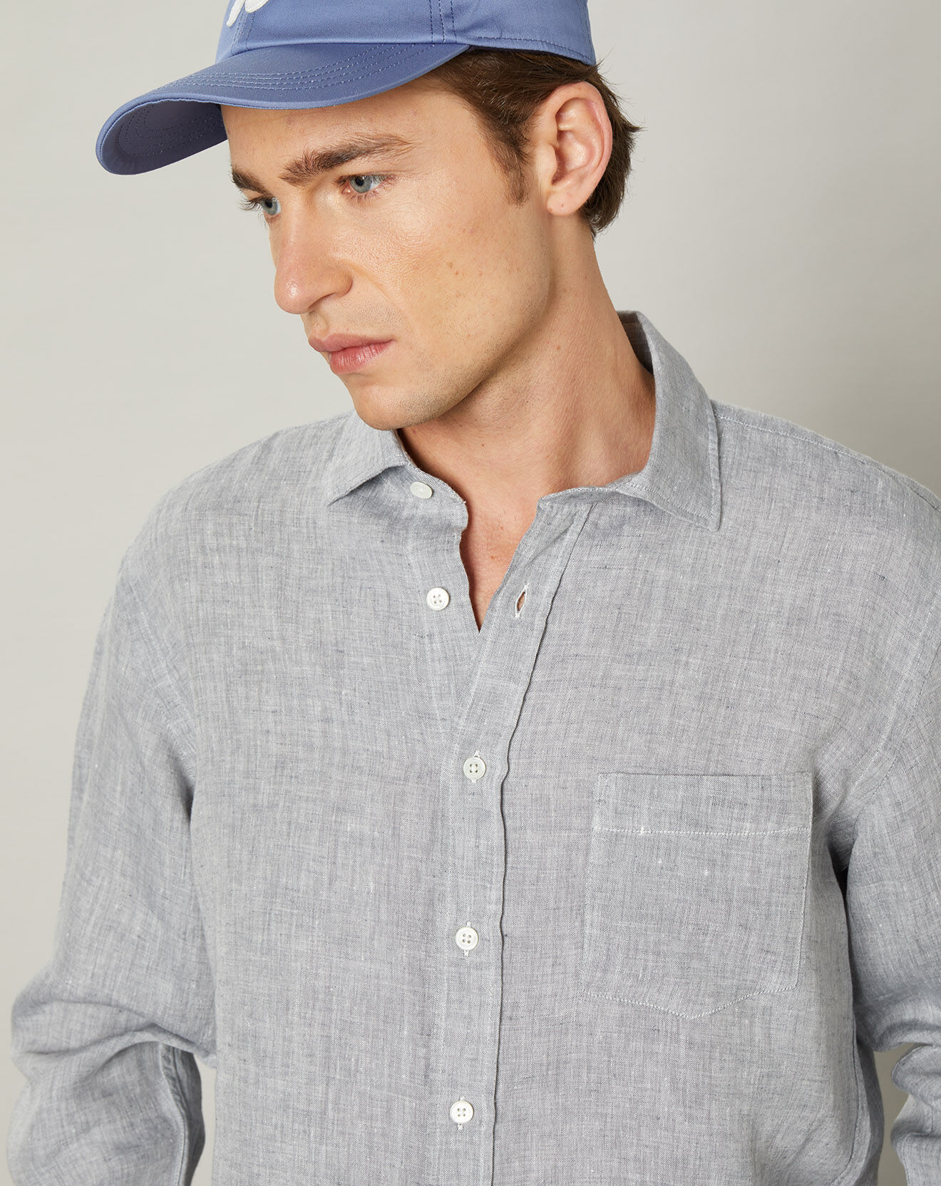 Hartford Chemise regular 100% Lin Paul nuage