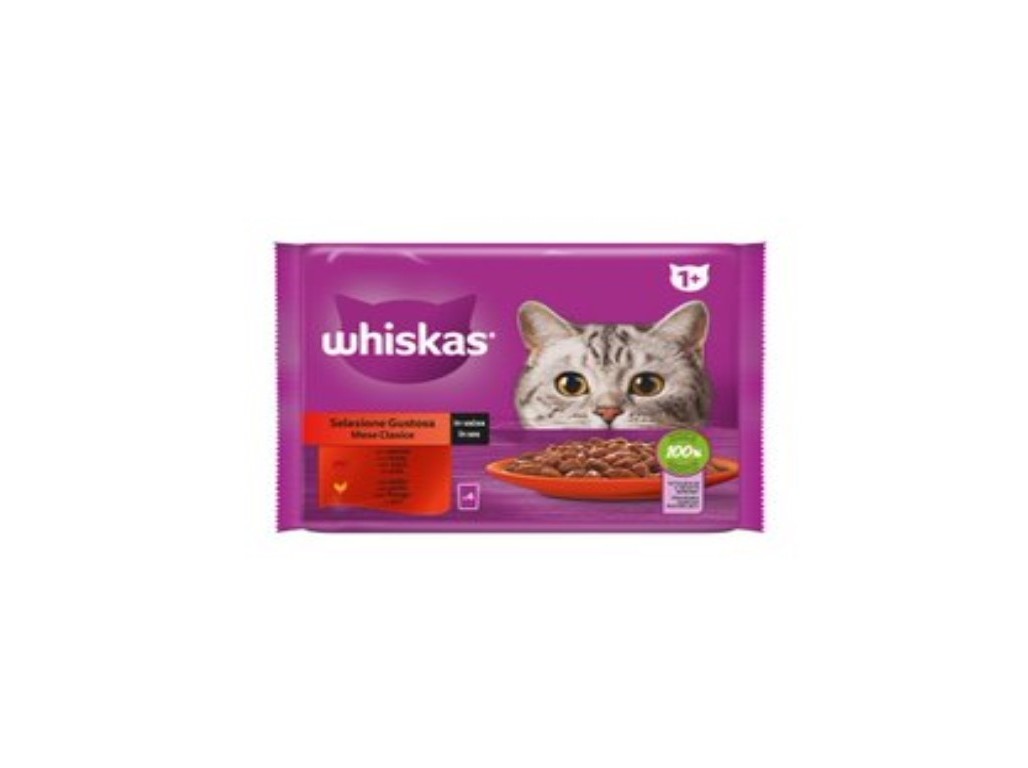 COMIDA HÚMIDA GATO WHISKAS CARNE 4X85G