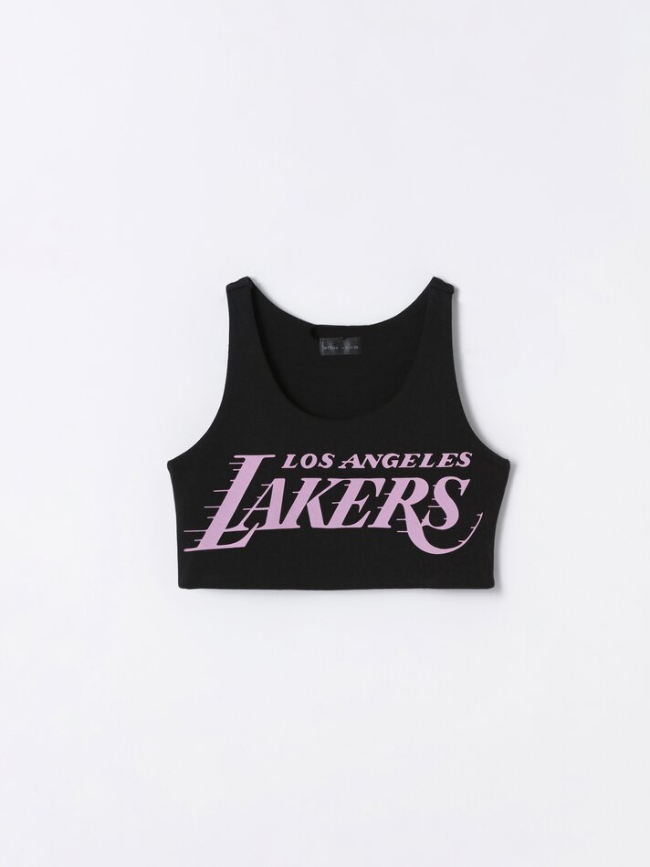 Top cropped preto do Los Angeles Lakers da NBA