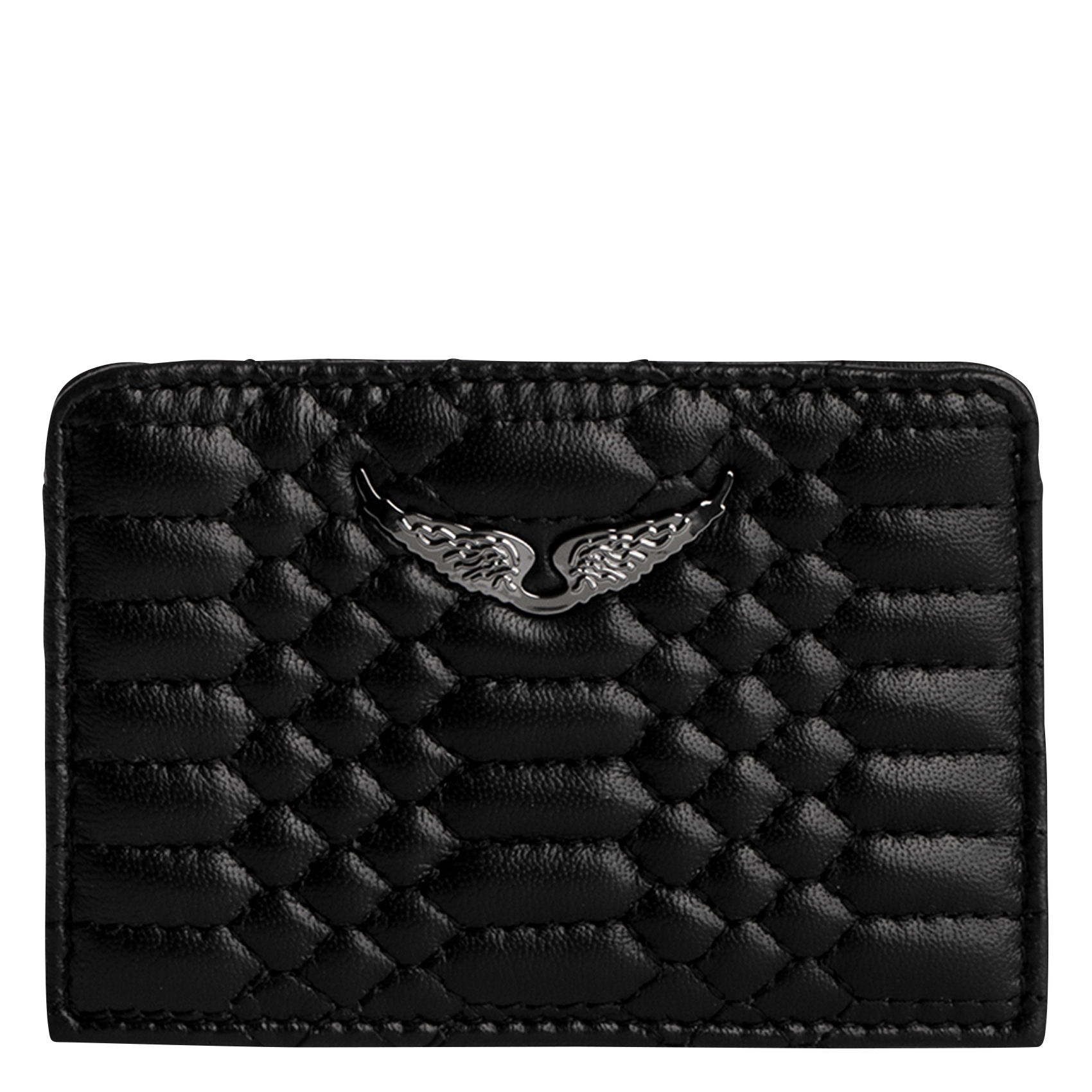 Mini porte-cartes en cuir matelassé | Noir