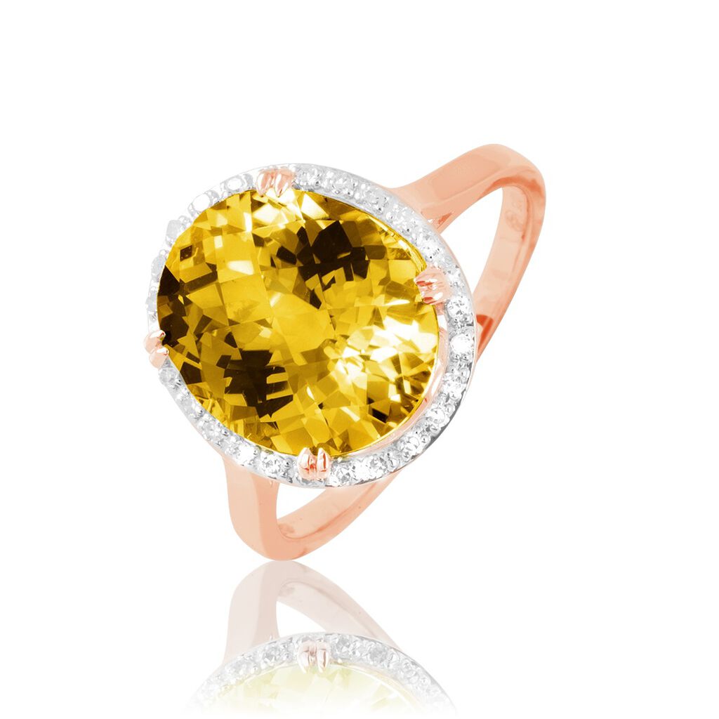 Bague Anna Or Rose Citrine Et Diamant