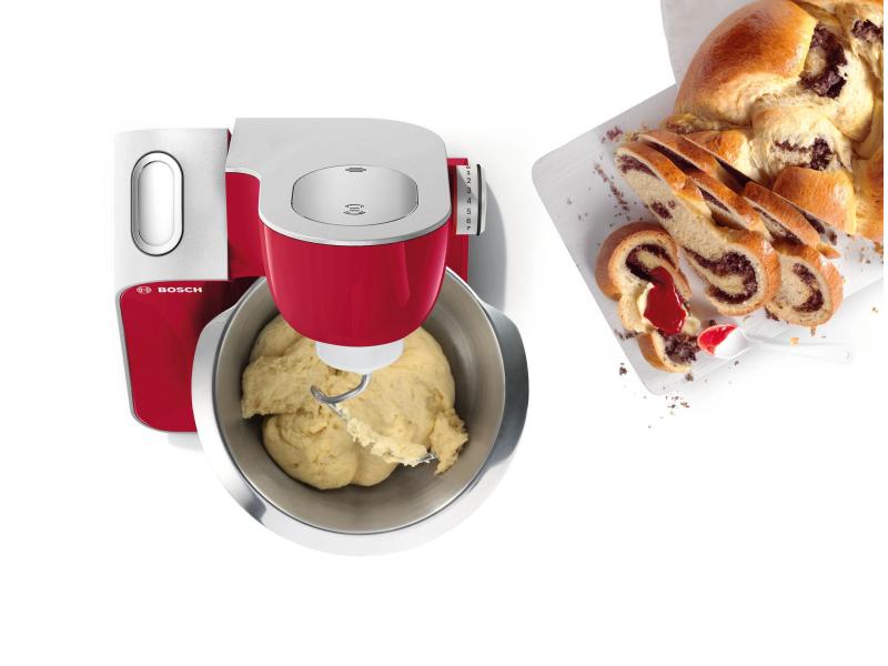 Bosch Küchenmaschine MUM58720 Rot/Silber 1000 W-Küchenmaschine mit umfangreichem Zubehör, rot/silbern