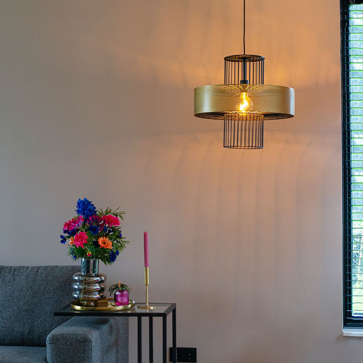 Design hanglamp goud met zwart 50 cm - Tess