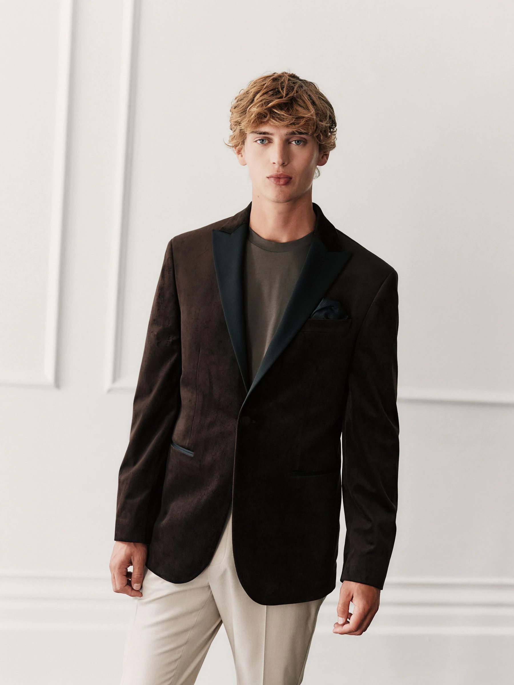 Bruin - Normale Pasvorm - Fluwelen blazer