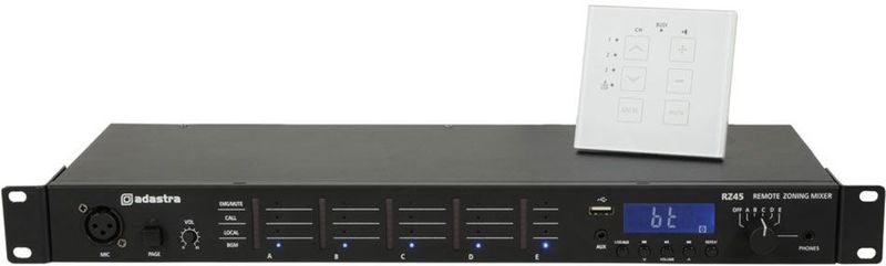 Adastra RZ45 multiroom remote 5 zone matrix mixer met bluetooth en USB