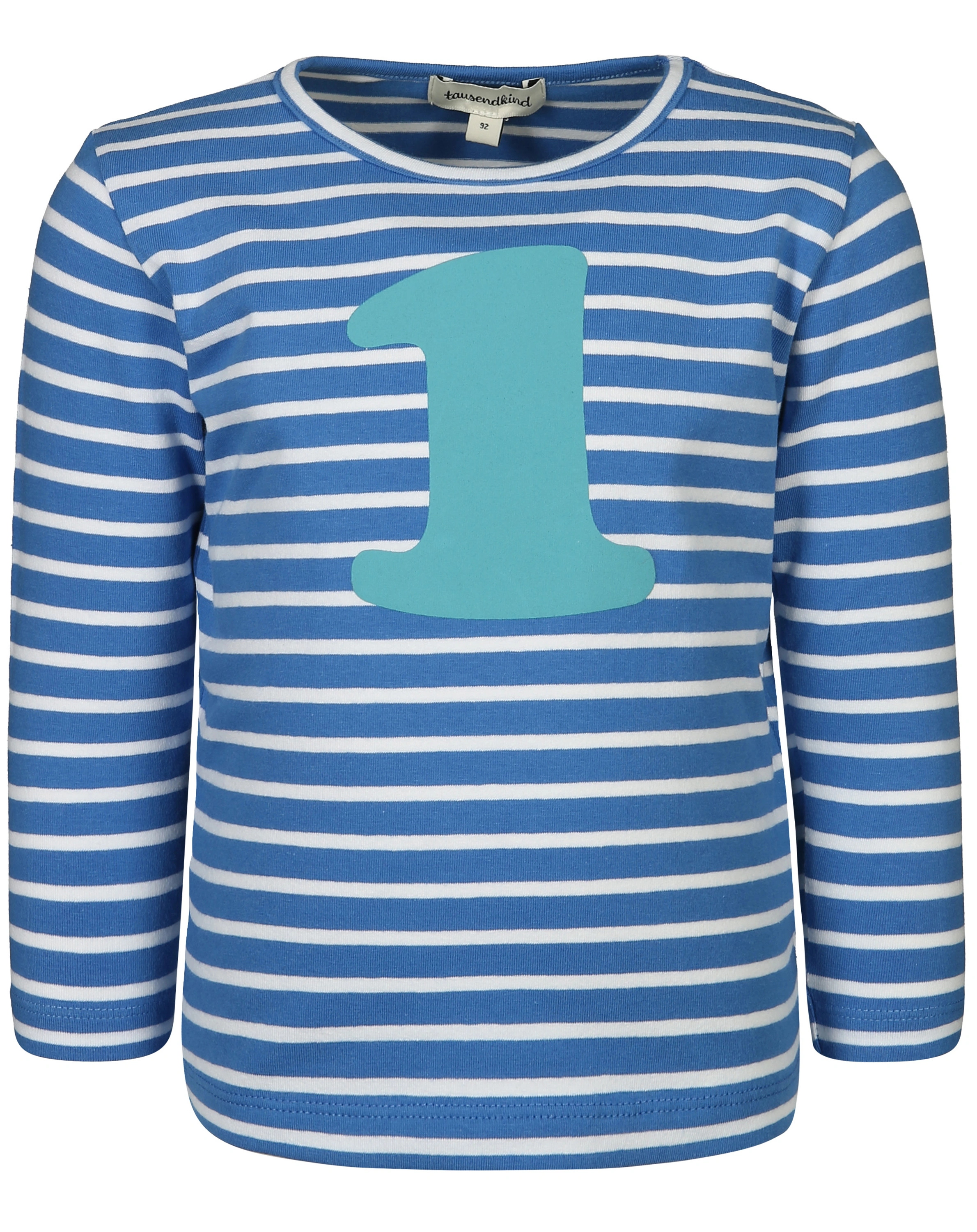 Langarmshirt 1 JAHR gestreift in blau/weiß (Größe: 80)