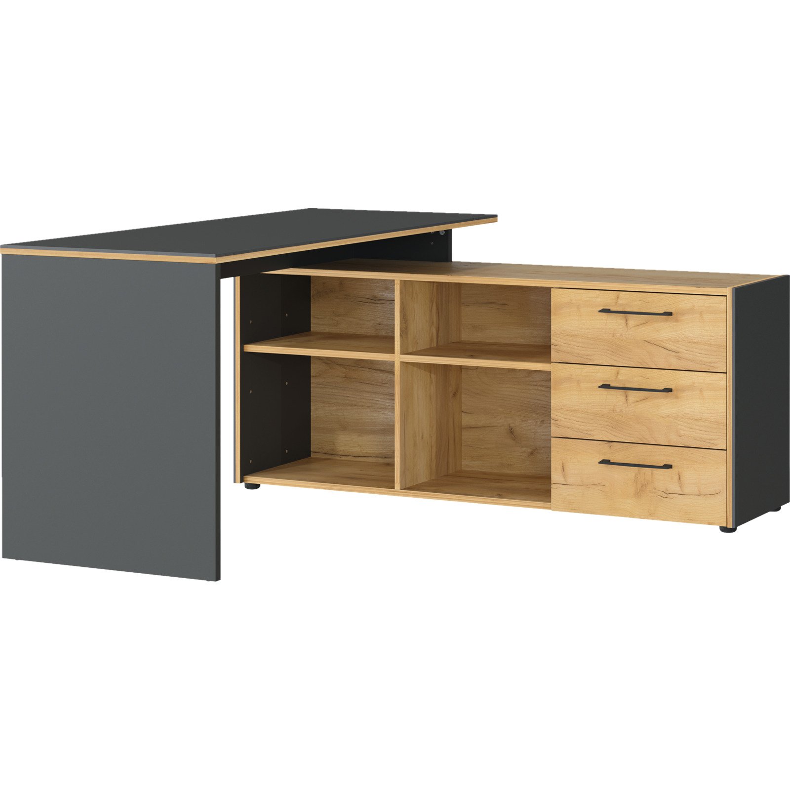 Schreibtisch mit Ablage Vito Dekor Eiche/Graphit-Optik 147 x 75 x 145 cm