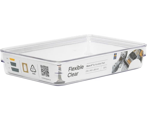 Nordiska Plast Oppbevaringsboks Flexible Clear 0,8L Inkl lokk