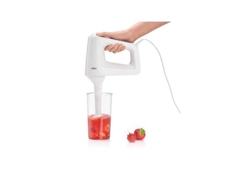 Braun Handmixer MultiMix 3 HM3107WH Weiss Handmixer mit Knethaken, Mixbecher und Pürierstab